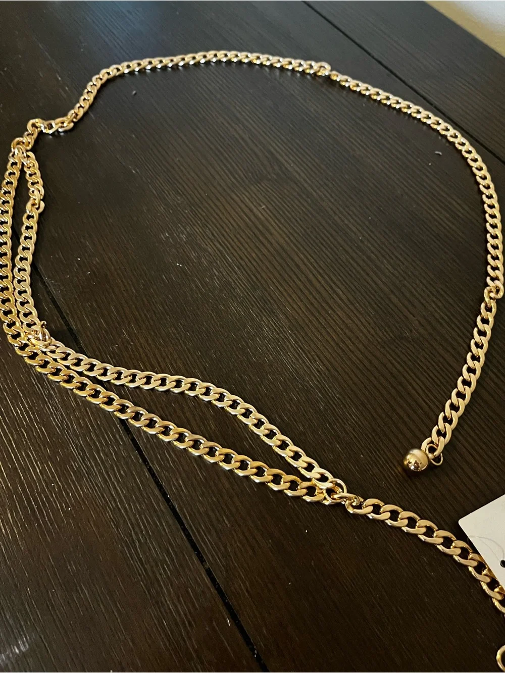 Gold-Tone Chain Waist Belt with Ball Accent